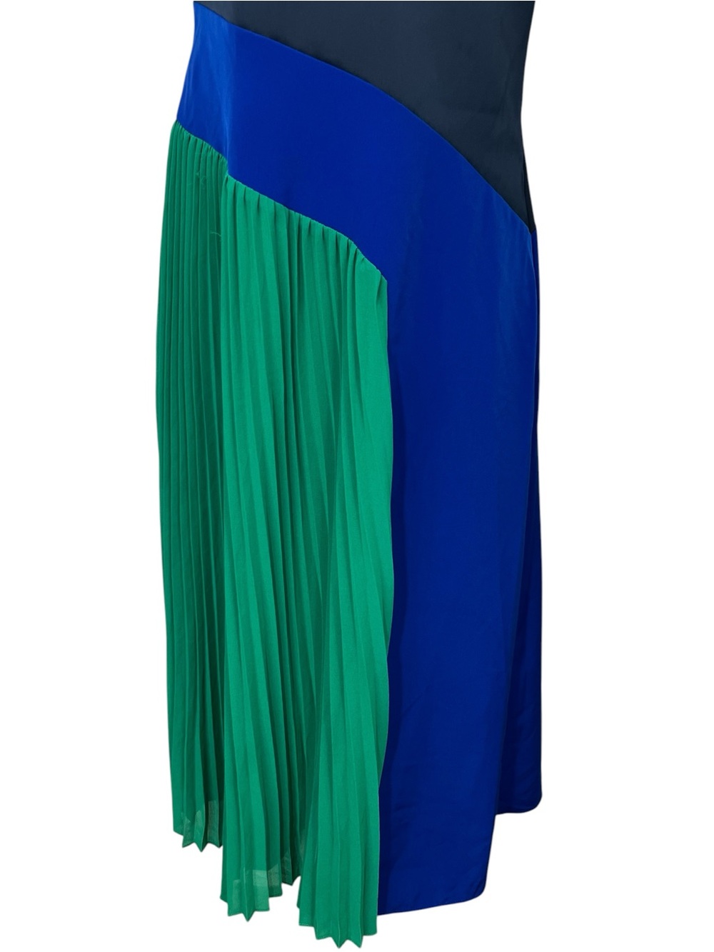 Cushnie x Target Blue & Green Colorblock Pleated Silky Midi Dress. Size 4 - Picture 8 of 15